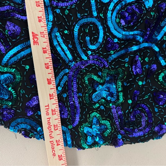VINTAGE Laurence Kazar 100% Silk all over Sequin Formal Cocktail Top Size M - Picture 11 of 11